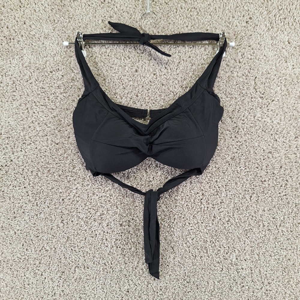 Tempt Me Bikini Top Women Medium Black Halter Twist Front Swim Beachwear Travel